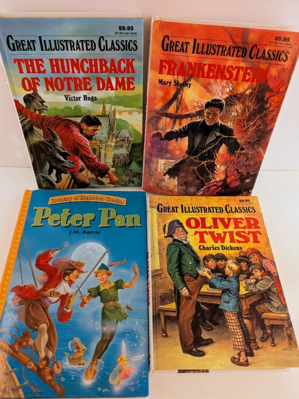 Illustrated Classics Book Lot Peter Pan Oliver Twist Frankenstein Hardcover